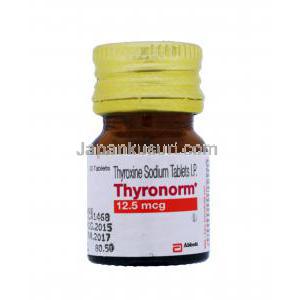 チロノーム,チロキシンナトリウム 12.5mcg,瓶表面,製造元:Abbott